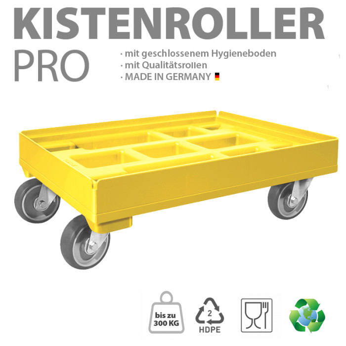KISTENROLLER PRO 600x400 RAL 1021 gelb