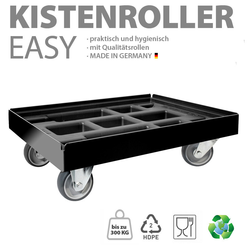 KISTENROLLER EASY 600x400 RAL 9004 schwarz