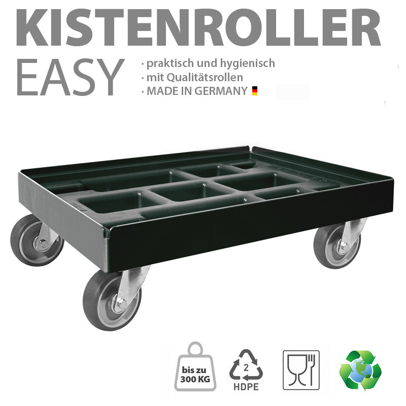 KISTENROLLER EASY 600x400 RAL 9004 schwarz