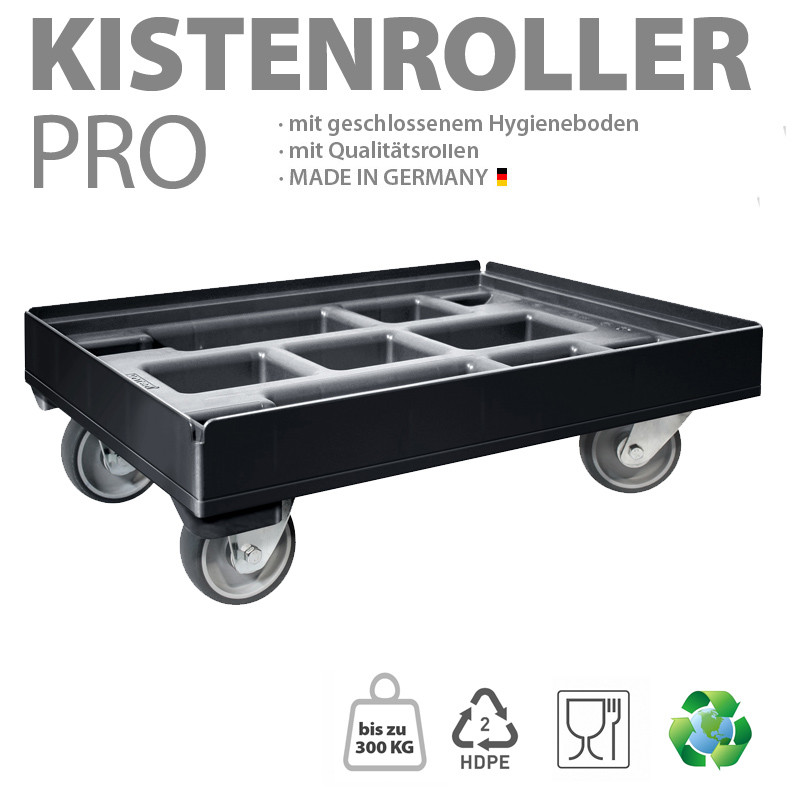 KISTENROLLER PRO 600x400 RAL 9004 schwarz