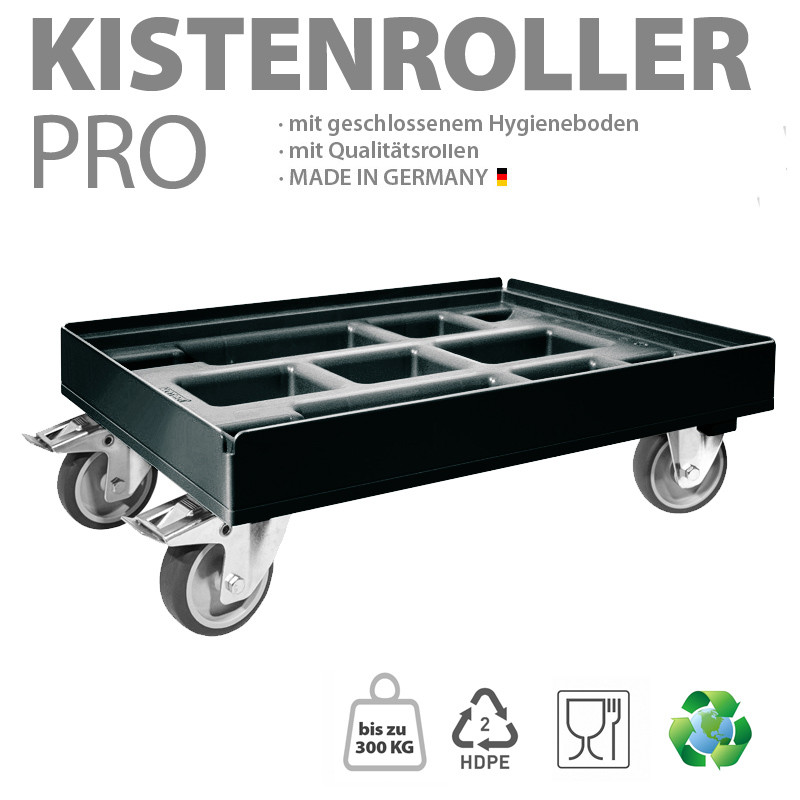 KISTENROLLER PRO 600x400 RAL 9004 schwarz